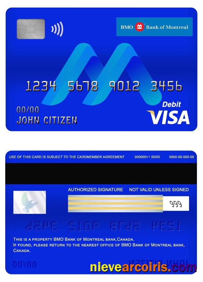 Canada BMO Bank of Montreal bank visa debit card